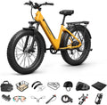 Electric Bike for Adults + A Luxury Accessory Pack , 48V 15AH Removable Battery Electric Bicycle, 28MPH Commuter E-Bike, 7 Speed, 60 Miles Range, All Terrain 26' Fat Tire Front Suspension, Samoyed