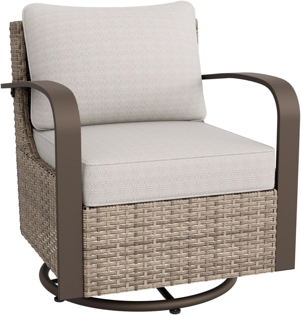 EAGLE PEAK Coastal Vista Outdoor Swivel Wicker Rocker with Deep Seating, Patio Glider Rocking Chair, Contains 1 Chair, Beige