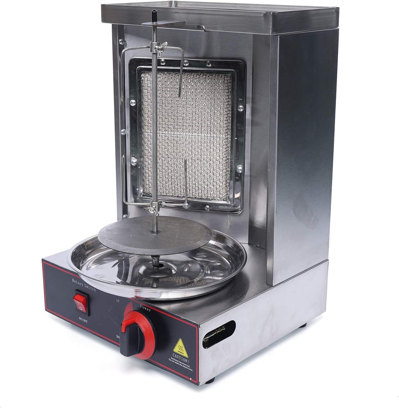 Commercial Shawarma Machine Gas Doner Kebab Grill, LPG Gyro Machine Gas Shawarma Rotisserie, 360° Rotating Single Burner Countertop Vertical Shawarma Broiler for Chicken Roast, Turkey Roast