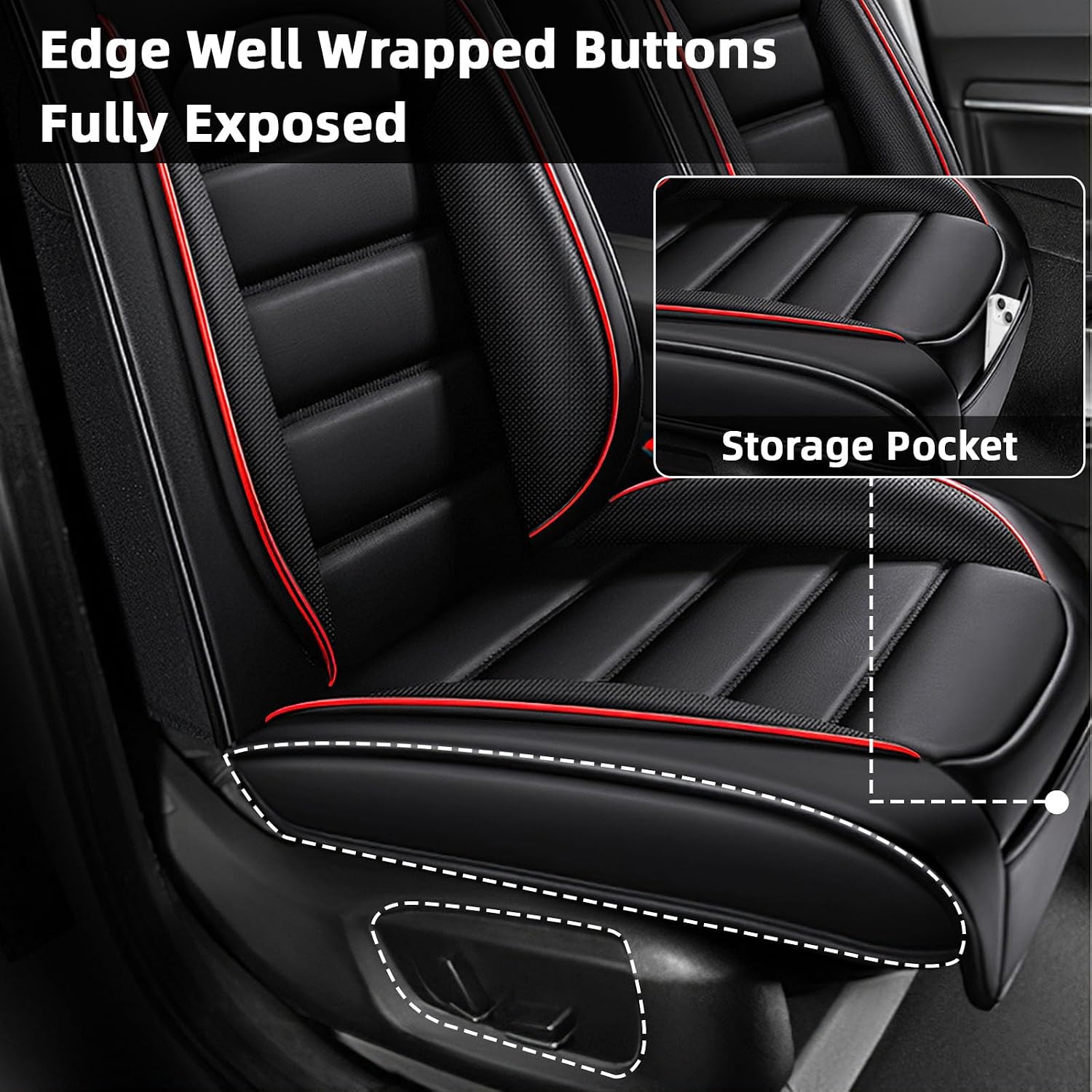 Car Seat Cover Fit for Rivian R1T 2022-2025,Compatible Airbag Non-Slip Waterproof Seat Cover,Car Seat Protector Premium Interior (Standard 2 Seats,Black Red)
