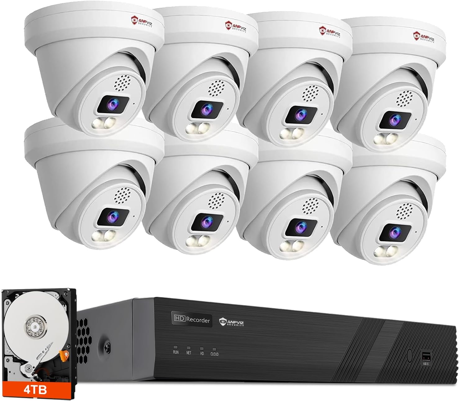 Two-Way Audio, Anpviz 16CH PoE Security Camera System, AI Human Vehicle Detection, 8PCS Wired 6MP PoE IP Cameras for Business Home, 12MP 16CH NVR Pre-Installed 4TB HDD for 24-7 Recording, NDAA