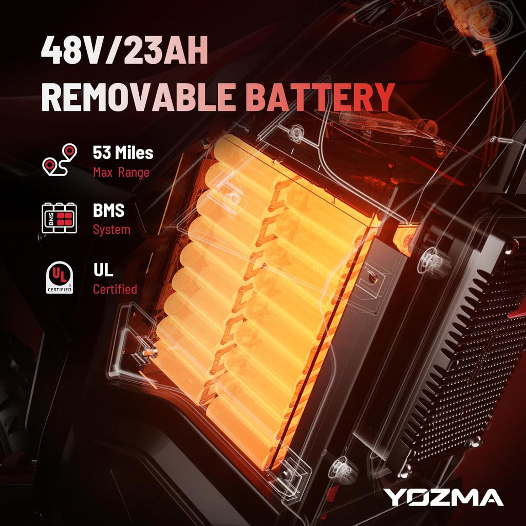 Yozma IN10 Electric Dirt Bike, 2600W 40MPH Electric-Motorcycle with 48V/23AH Battery Ebike, Full Hydraulic Brakes and Suspensions Mountain Off-Road E Dirt Bike, for Teens & Adults (Black)