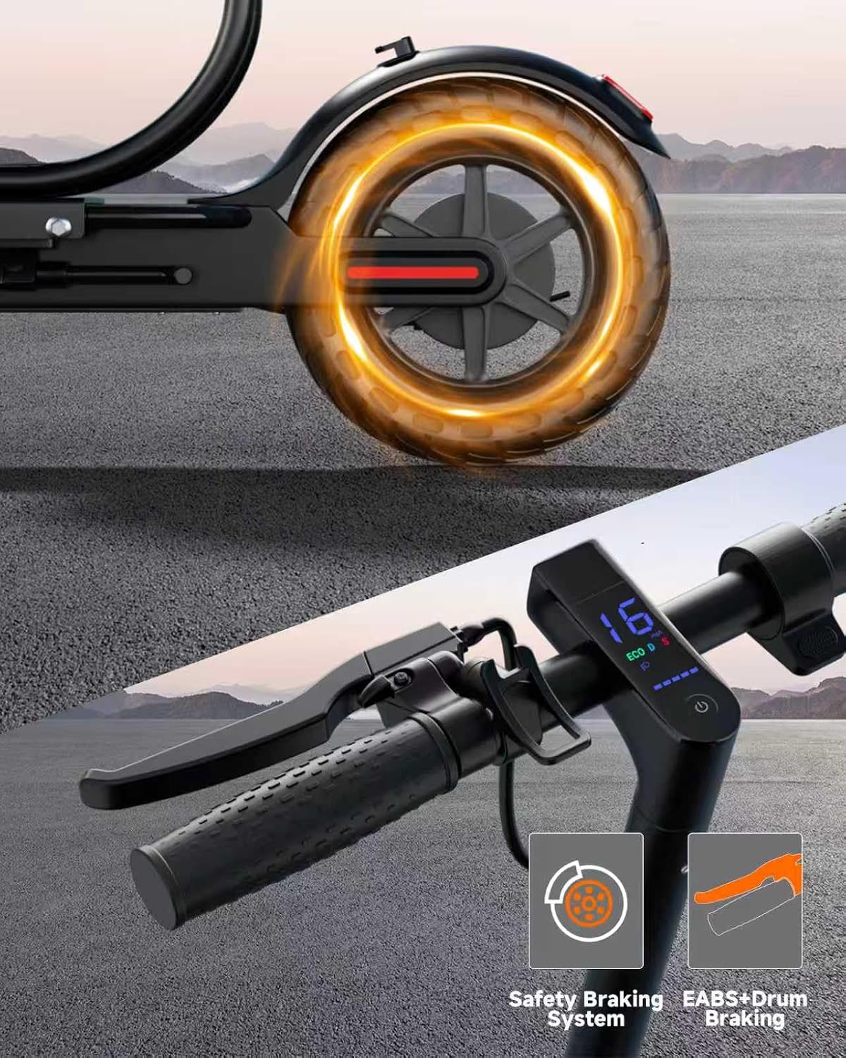 Electric Scooter, 350W-500W Motor, 9 MPH to 22MPH, 10-41 Miles Range, Dual Suspension, Dual Braking, App Control, Foldable Commuter E Scooter for Adults and Teens