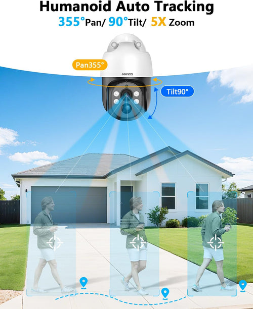 (2026 New) 4K PoE PTZ Security Camera System with 6 Cameras, 8CH NVR 2TB HDD, Wired Outdoor Pan Tilt Cameras, AI Human Detection, 2-Way Audio, No Monthly Fee