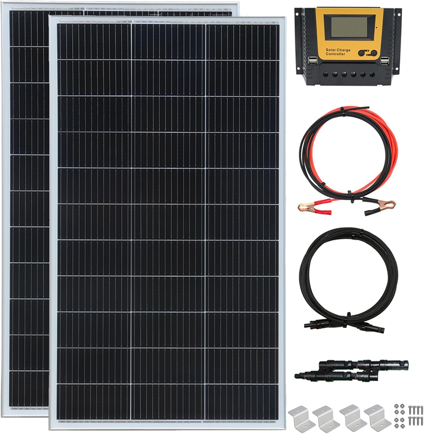 300 Watt 12Volt /24Volt Solar Panel Kit 2X150W Monocrystalline Module 30A Charge Controller for RV, Boats, Trailer, Camper,Off-Grid System (300W Solar kit)