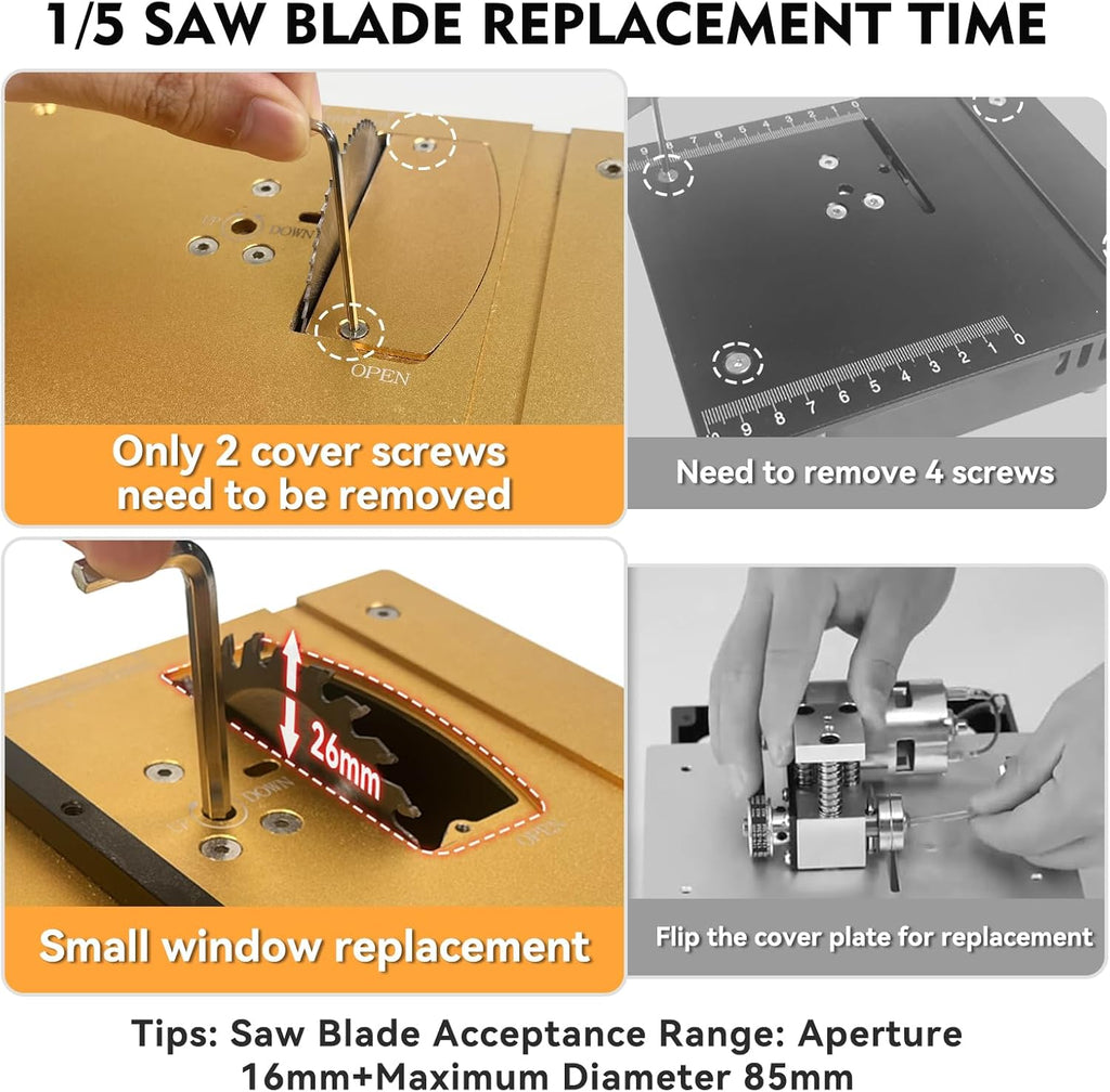 Mini Table Saw for Crafts[Dual 795 Motors & Switches] Max 200W/12,000RPM/26mm Adjustable Height Table Saw with Accessories.Gift for Men and Women's Creating Handmade Gifts,Exploring Hobbies,Models