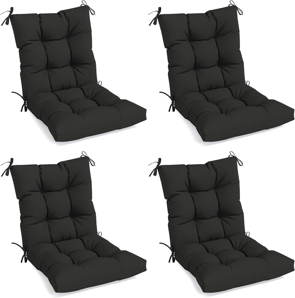 4 Sets Outdoor Patio Chair Cushions Seat High Back Tufted Pillow 42 x 21 x 5 Inches Splash Proof Fade Resistant Replacement Rocking Chair Cushions with Ties