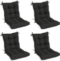 4 Sets Outdoor Patio Chair Cushions Seat High Back Tufted Pillow 42 x 21 x 5 Inches Splash Proof Fade Resistant Replacement Rocking Chair Cushions with Ties