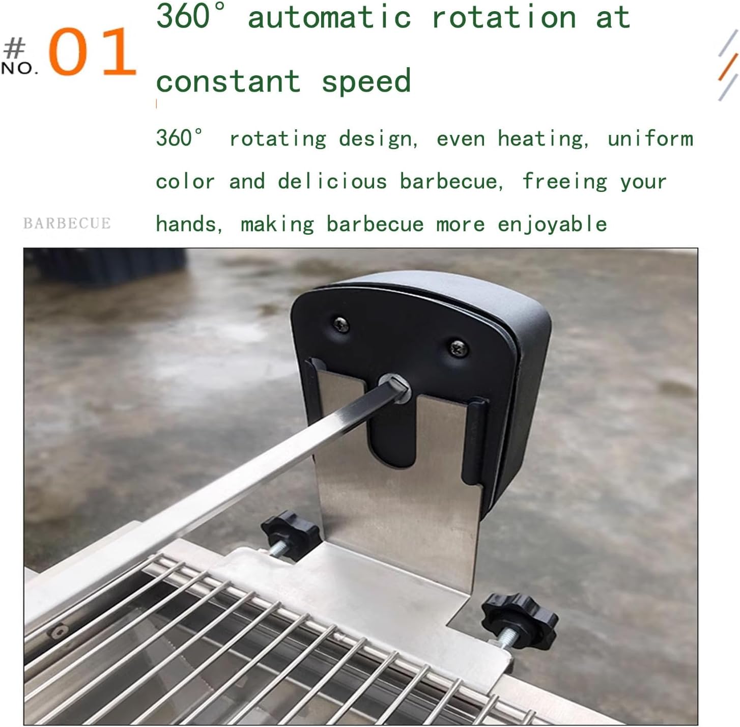 Universal BBQ Grill Rotisserie Kit, Stainless Steel Rotisserie Grill Kit with 4 Prong Meat Forks/Electric Motor, 360° Automatic Rotation, Heights Adjustable, Bear 22~33lb Food, for Outdoor
