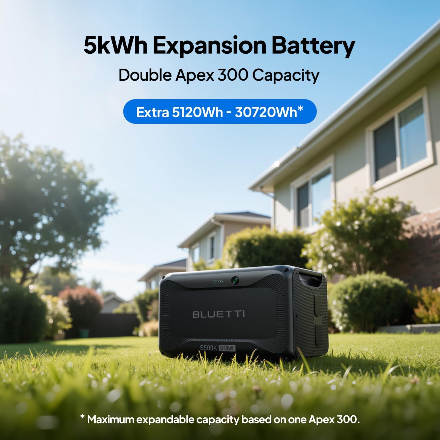 BLUETTI B500K Expansion Battery for AC200L AC300 AC500 AC200MAX Portable Power Station, 5120Wh LiFePO4 Battery Pack, Solar Generator for Home, Emergency, Off-Grid (Expansion Cable P090A Included)