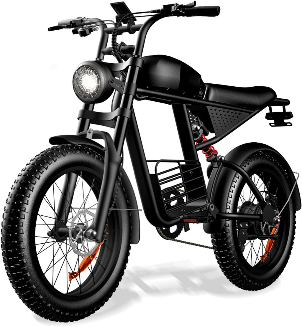 Electric Bike for Adults 48V 20AH Power 1500W Peak 35MPH Max 60 Miles Electric Motorcycle 20' Fat Tire Dirt Bike Shamano 7-Speed E-Bike for All Terrain Dirt Bike