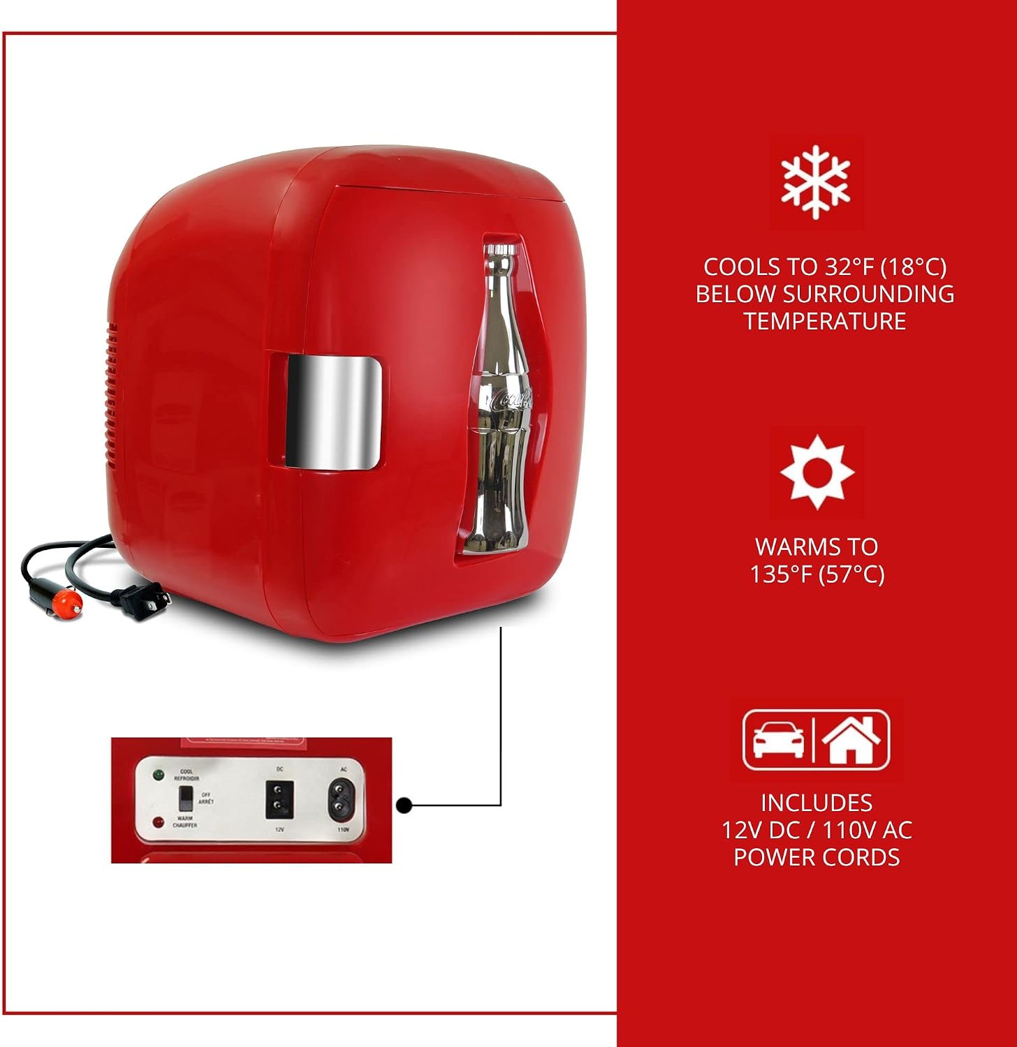 Coca-Cola CCU09 12 Can AC/DC Cube Electric Cooler by Koolatron