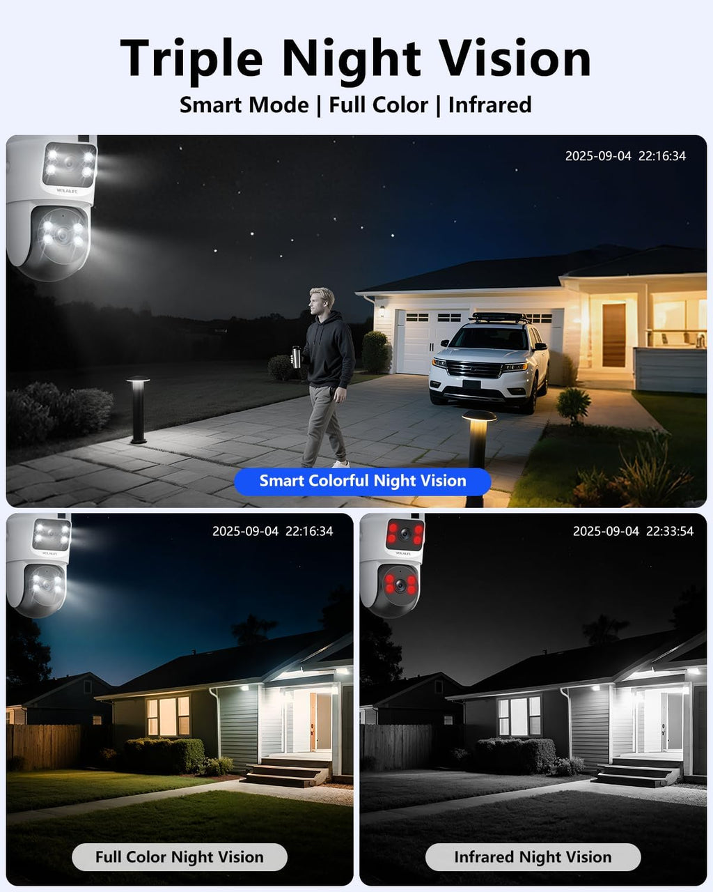 【360° View & 2-Way Audio】 4MP PTZ Security Cameras Wireless Outdoor, WiFi Home Surveillance System, Outside Wireless Security Systems