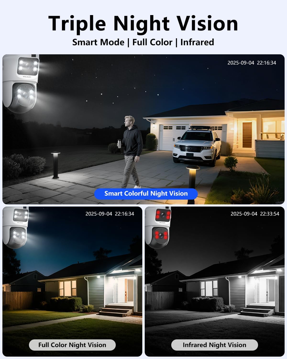 【2-Way Audio & Auto Tracking】 4MP PTZ Security Cameras Wireless Outdoor, WiFi Home Security Camera System, Video Surveillance DVR Kits