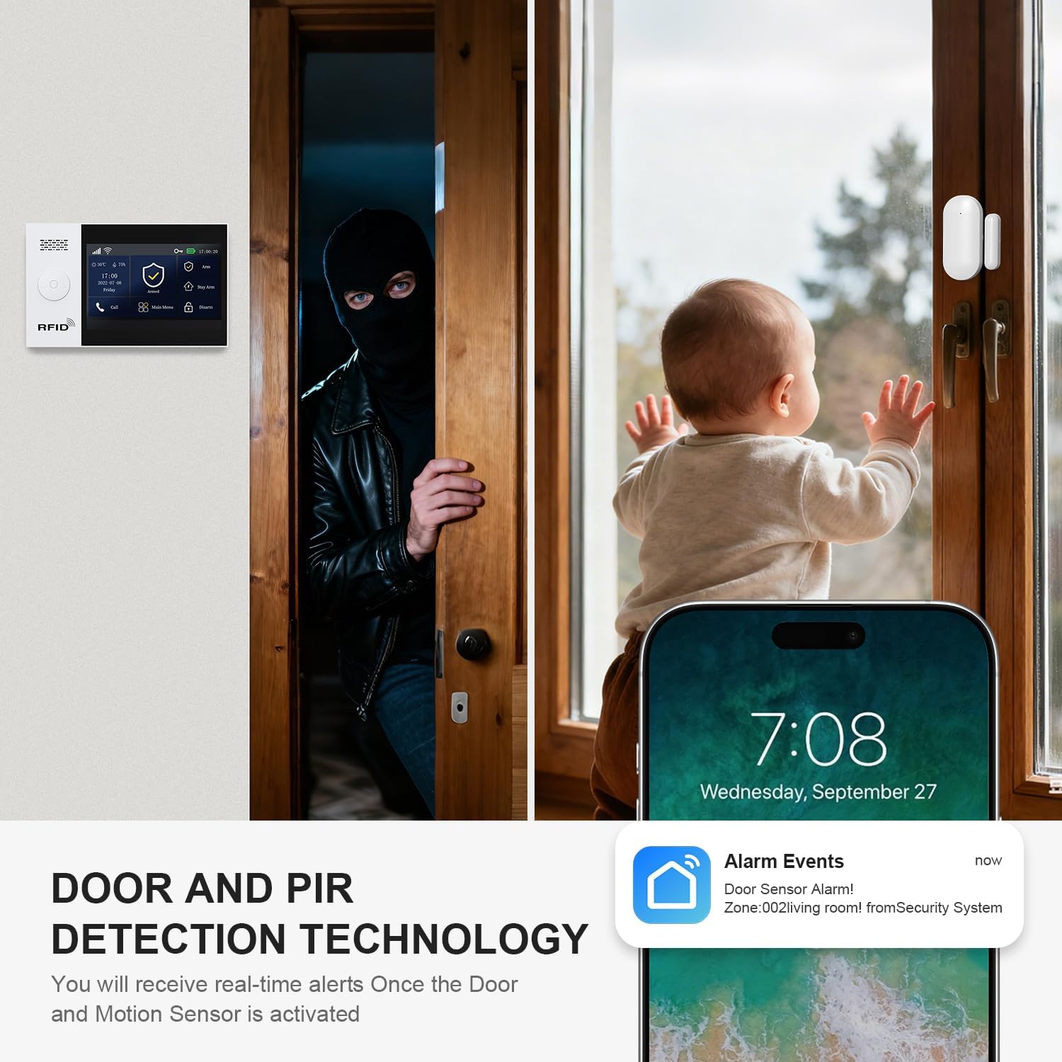 PGST Wireless Home Alarm System with HD Security Camera,DIY Expandable Door Alarm Sensors,4G GSM/Tuya App Instant Alerts,Compatible with Alexa for Apartment,No Monthly Fee