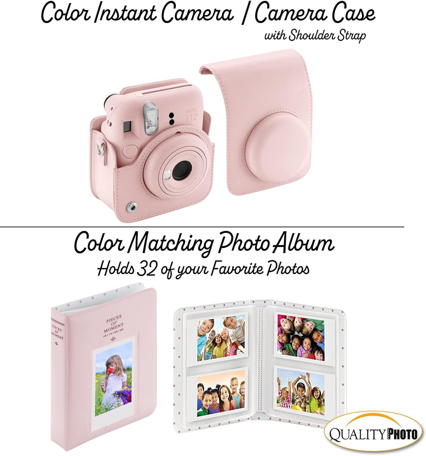 Fujifilm Instax Mini 12 Instant Camera with Case, 40 Fujilm Prints, Decoration Stickers, Frames, Photo Album and More Accessoriest (Blossom Pink)