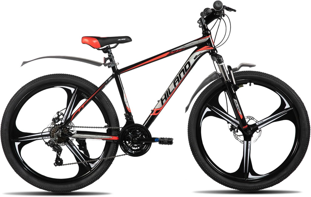 HILAND 26' MTB Mountain Bike for Men Women Adults, 18-Speed, Disc Brake, Lightweight Aluminum Frame, 3/6 Spoke Wheel