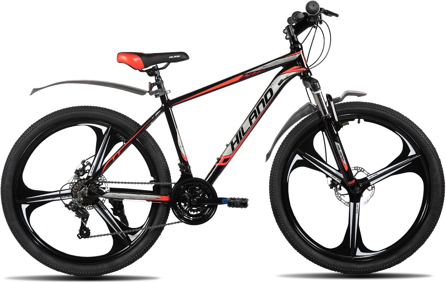 HILAND 26' MTB Mountain Bike for Men Women Adults, 18-Speed, Disc Brake, Lightweight Aluminum Frame, 3/6 Spoke Wheel