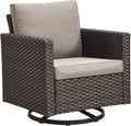 Luxury Outdoor Patio Swivel Rocker Chairs Set of 2 - Wicker Patio Swivel Rocking Chair Water Resistant,Comfortable Cushions and Sturdy Metal Frame for Outside Porch Deck Backyardd(Brown/Beige/1PC)