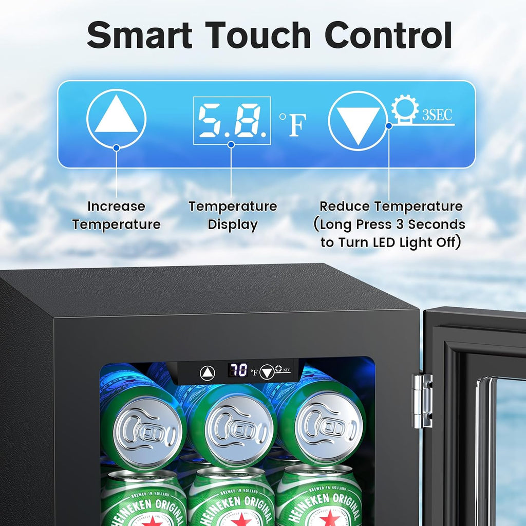 Electactic 24 Cans Beverage Refrigerator Cooler, Mini Fridge Countertop Drink Cooler for Soda, Canned Beer, Adjustable Digital Temperature Control for Home Dorm Office, Black