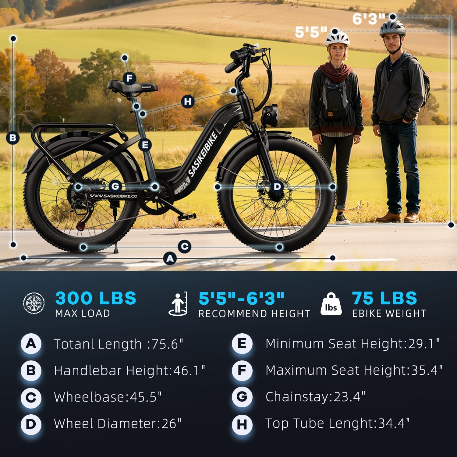 1500W Motor Electric Bike for Adults & Teenager, 48V 20AH Removable Battery Ebike, 24inch Fat Tire Electric Bicycle, Step-Thru E Bike for Commuting & Mountain, Front Suspension