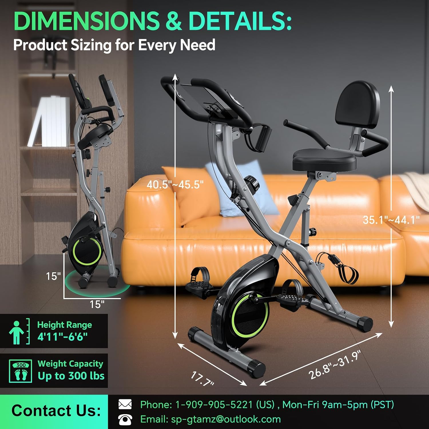 Indoor Exercise Bike Stationary Bikes for Home with 16-Level Magnetic Resistance, Lightweight Foldable Cycling Bike with 70% Pre-Assembled, 260 LBS Capacity, Flywheel of 5.5 LBS for Quiet Home Workout