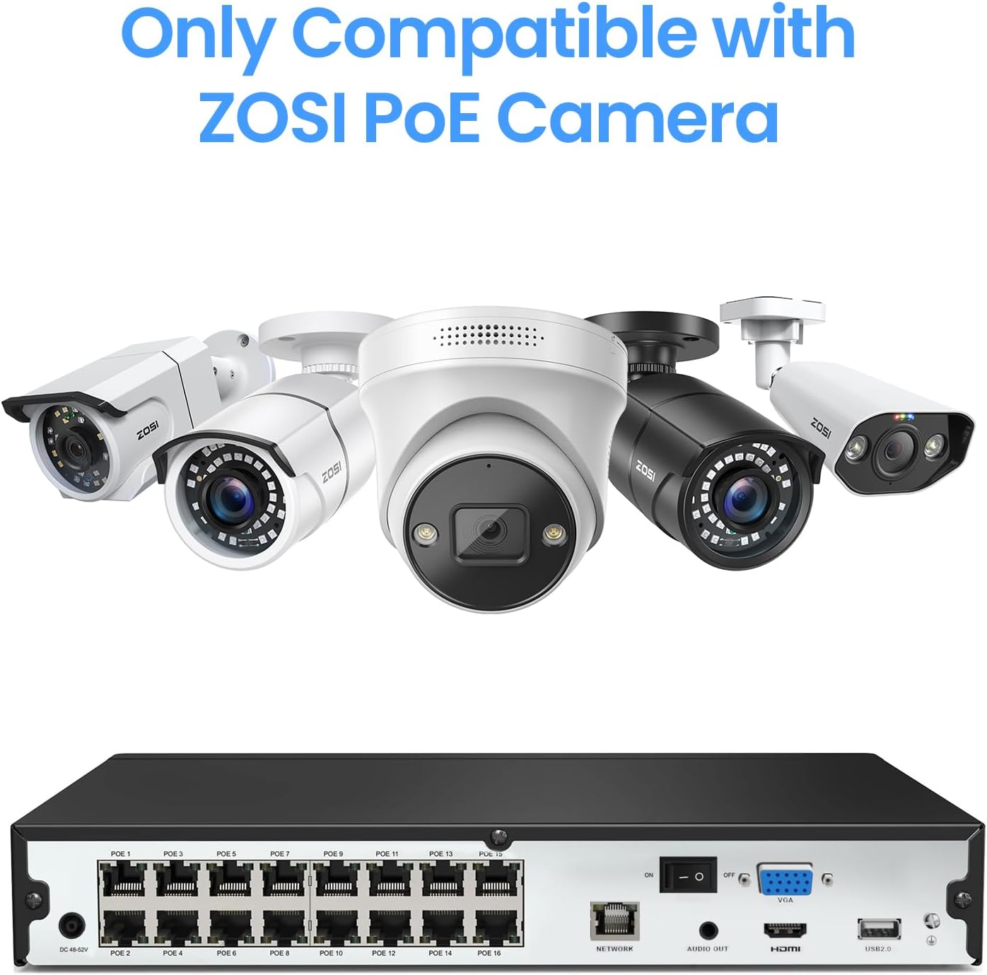 ZOSI 4K 16CH PoE NVR with 4TB Hard Drive,8MP Network Video Recorder Home Security Camera Surveillance System,24/7 Recording,Only Compatible with ZOSI 4K/8MP/5MP/4MP PoE Camera(32 Channel 16-Port)