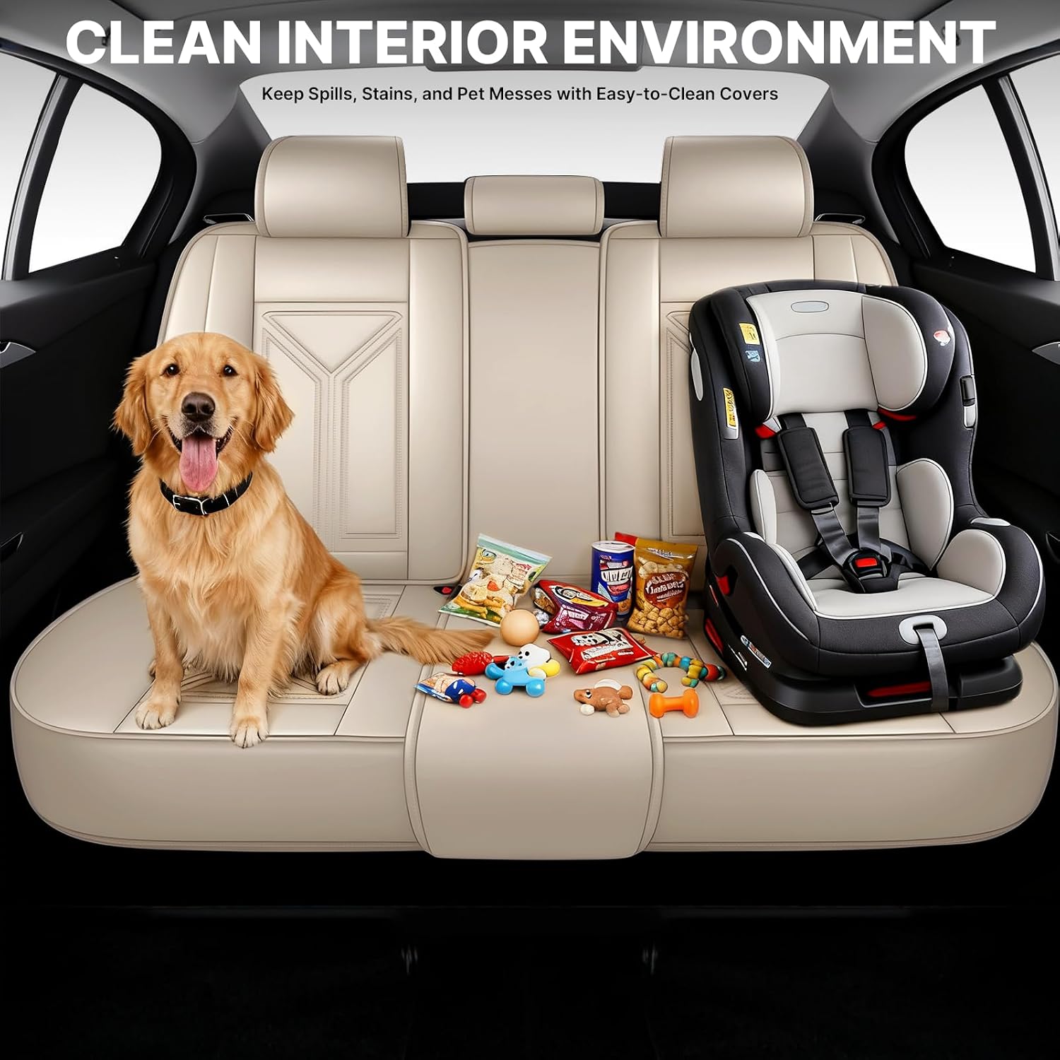 Car Seat Cover for Hyundai Santa Cruz 2022-2025,Leather Seat Cover for Car,Breathable Vehicle Cushions Cover Waterproof Protectors Seat Protector, (Full Set,Beige)