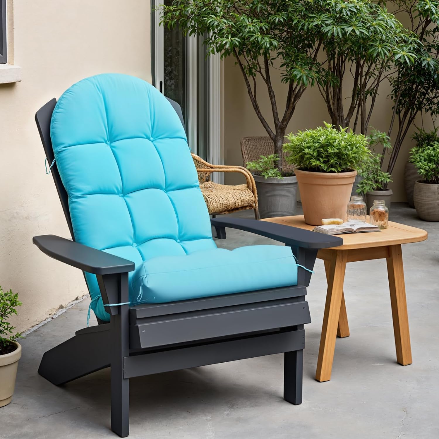 Sannwsg Adirondack Chair Cushion Set of 4, Rocking Chair Cushions, High Back Patio Cushions, Thickened Weather Resistant Patio Cushion with 6 Ties, Non Slip Fade & Waterproof
