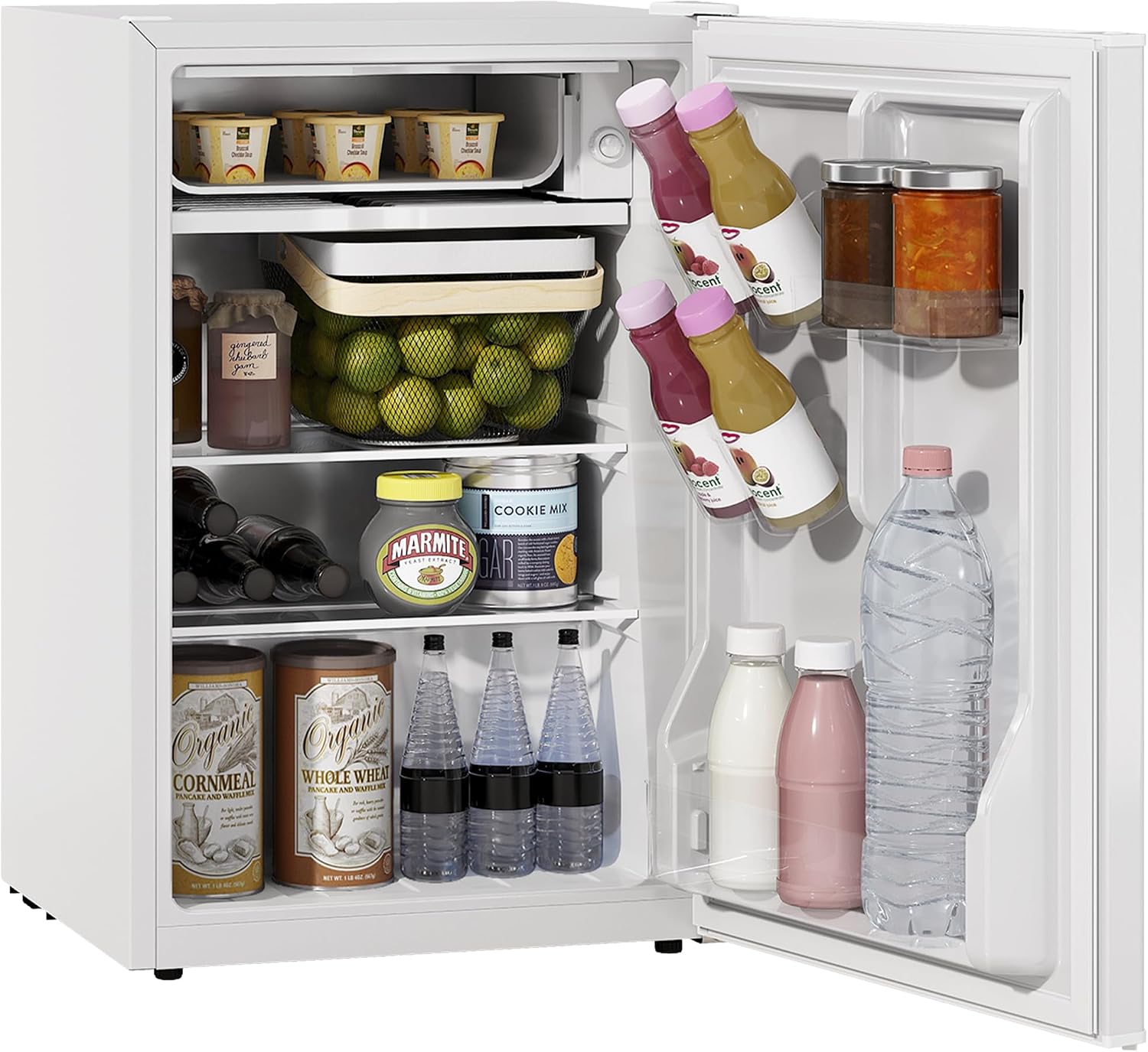HOMCOM 2.5 Cu.Ft Mini Fridge with Freezer, Single Door Small Refrigerator with Adjustable Thermostat Energy-efficient Low Noise, Mini Refrigerator for Bedroom, Dorm, Office, White
