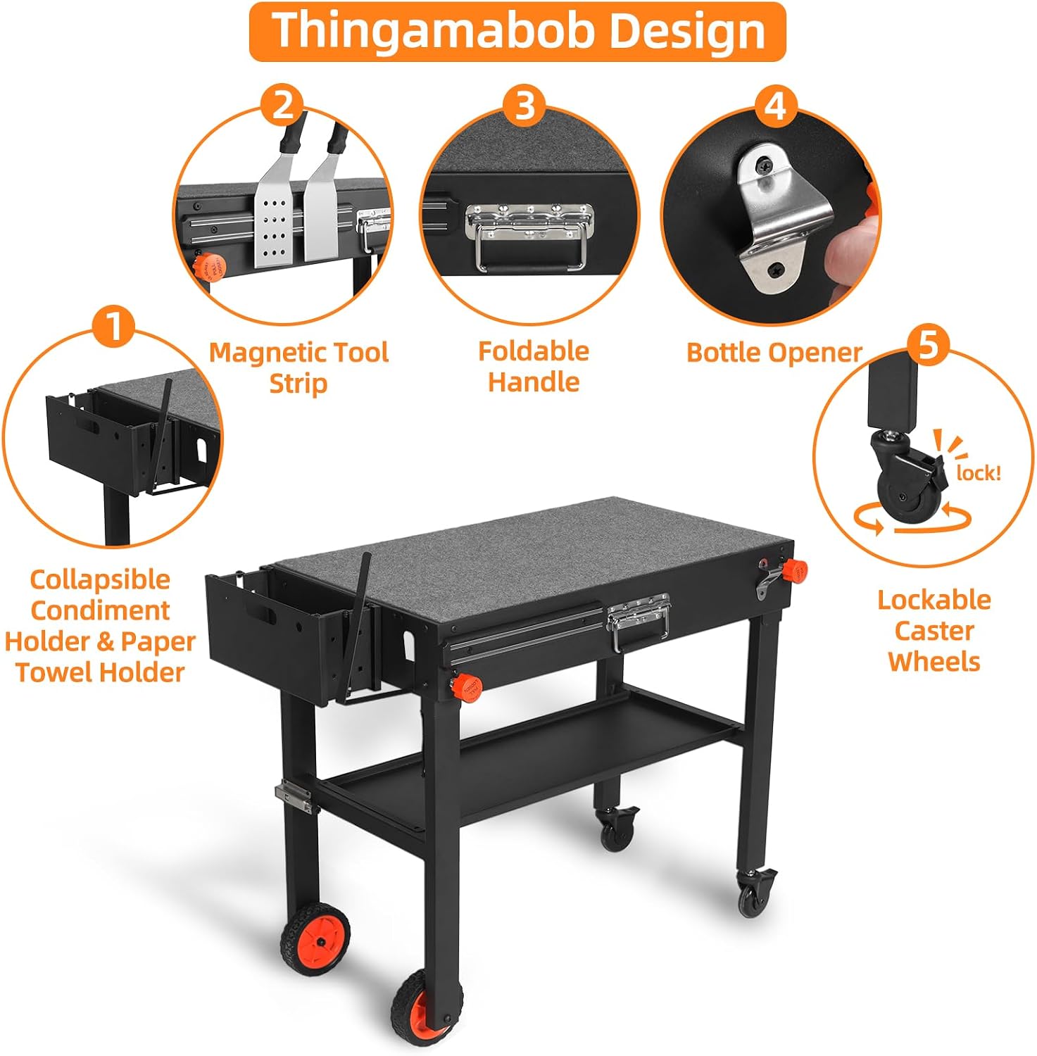 Blackstone Portable Grill Table - Movable Stand for 17 or 22 inch Griddle with Wheels
