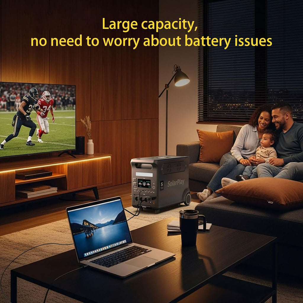 SolarPlay Portable Power Station, 3600W Power Station LiFePO4 Battery Solar Generator for Home Backup, Power Outages, and Camping