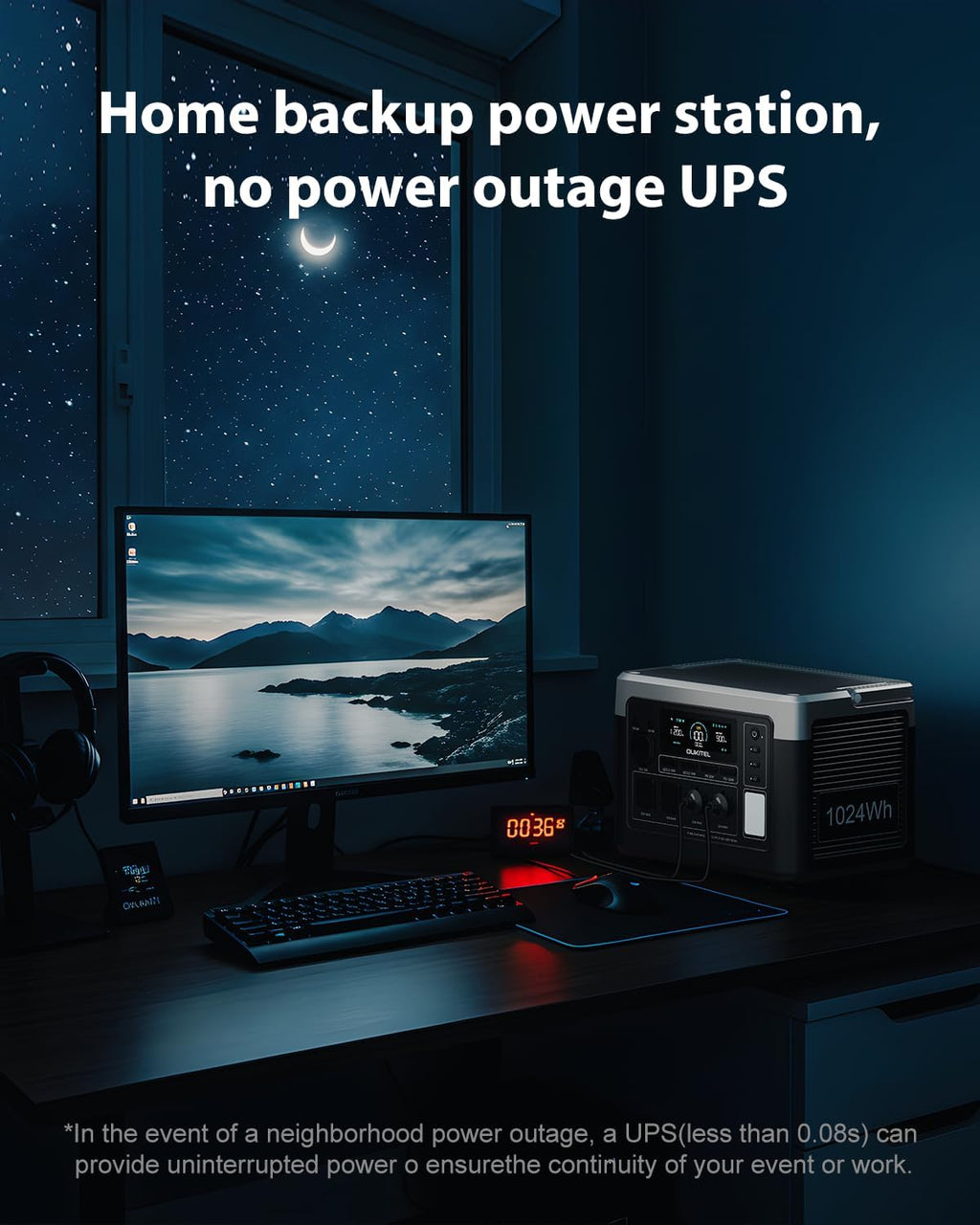OUKITEL P1000 Plus 1800W/1024Wh Power Station, 1200W Fast Charging, 500W Solar Charging, Solar Generator with 4 AC Outlets (3600W Peak), APP Control Battery Backup for Home, Camping & RVs