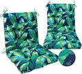 Magpie Fabrics Patio Tufted High Back Chair Cushion 2 Count, Waterproof Fade Resistant Indoor Outdoor Deep Seating Rocking Chair Swing Seat/Back Cushions - Green Lagoon Leaves