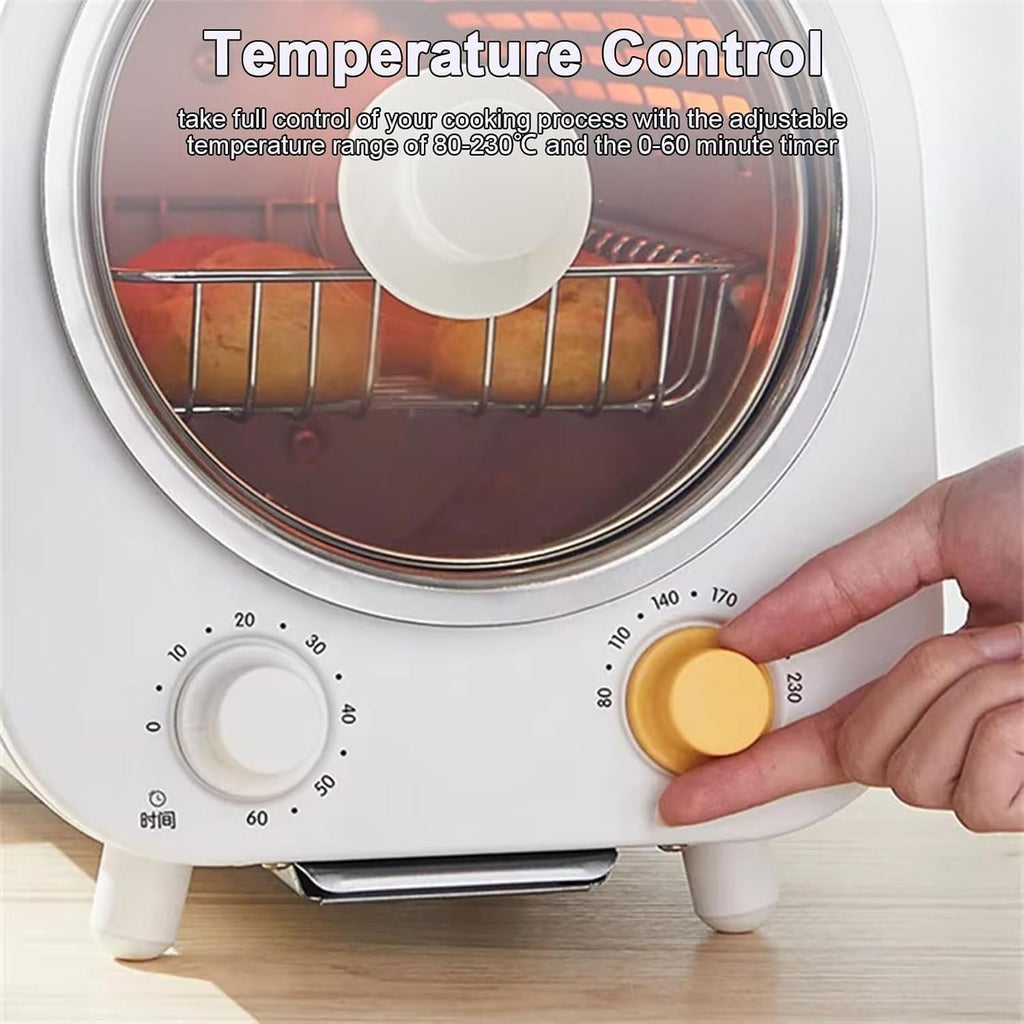 Electric Smokeless Rotating Grill Oven, 600W Oven and Grill with Hot Plates, 0-230 ℃ Adjustable Temperature and 60 Min Timer, 360° Rotating Heating, Accessories Included