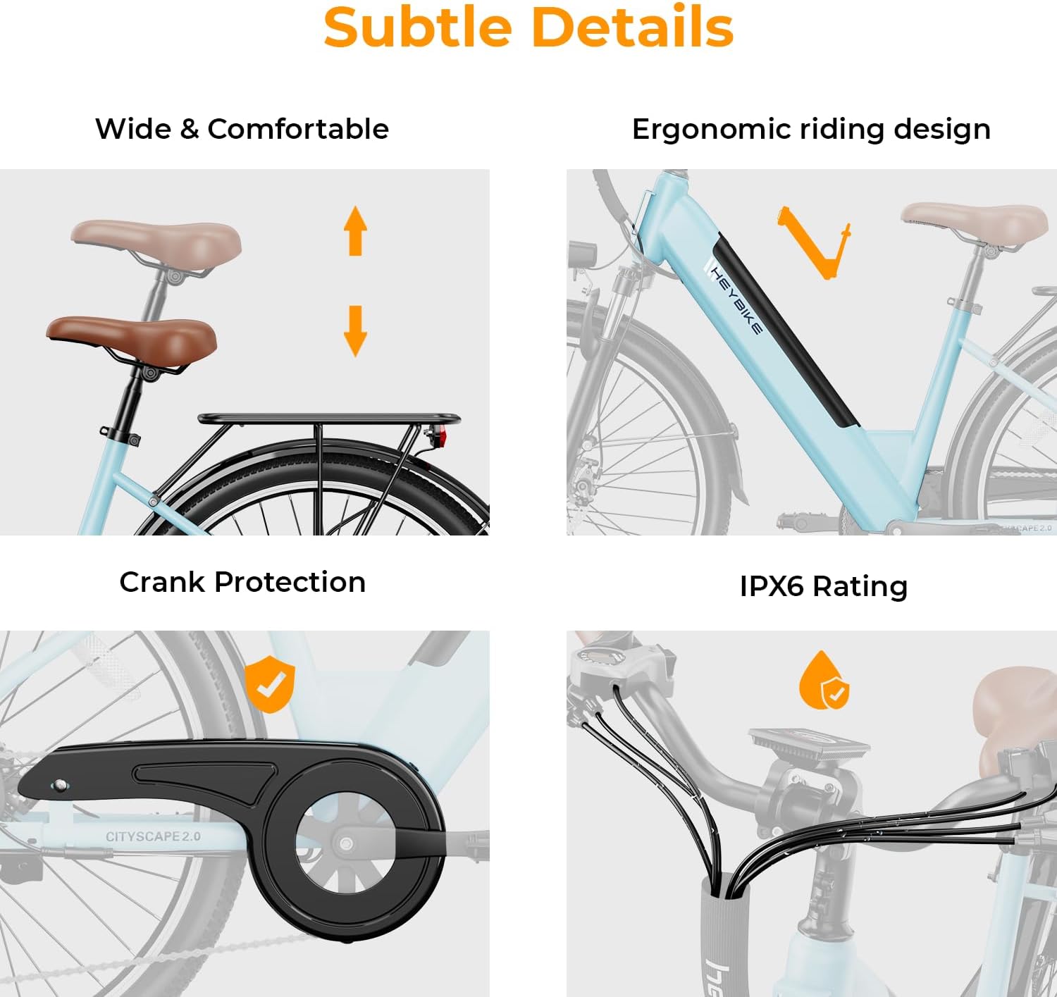 Heybike Cityscape 2.0 Electric Bike for Adults with Peak 1200W Motor, 468Wh Removable Battery, 50Miles 26' Electric Commuter Bike, 7-Speed,UL Certified