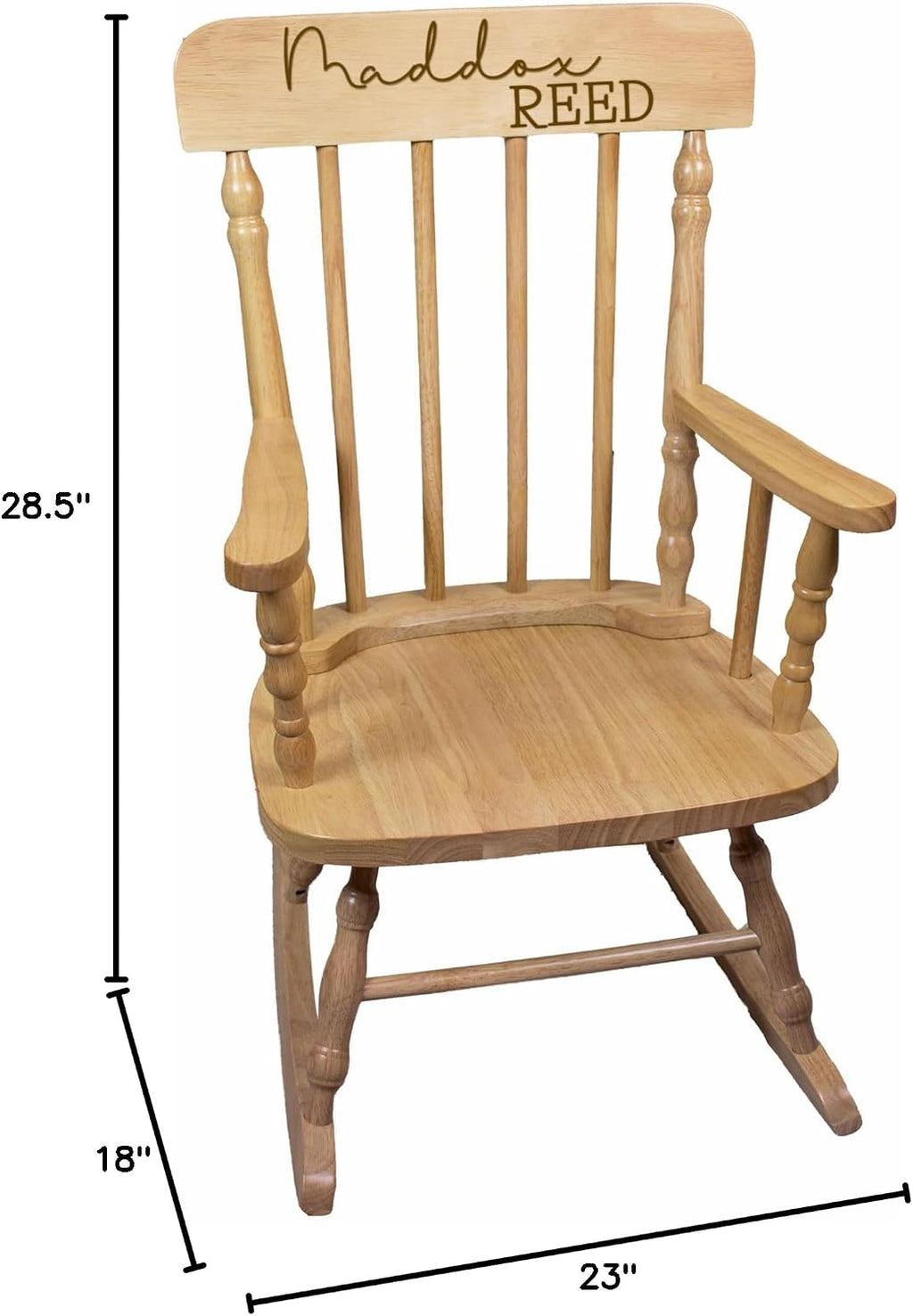 My Bambino Childrens Personalized Rocking Chair Natural Wood Engraved with Toddler Name Baby Gift