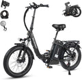 Wildeway Folding Electric Bike for Adults with 32Ah Battery Long Range 750W Motor 28MPH, 20'x 3.0'Fat Tire Foldable EBike, Urban City Commuter Men Women Bicycle 7 Speed Gear