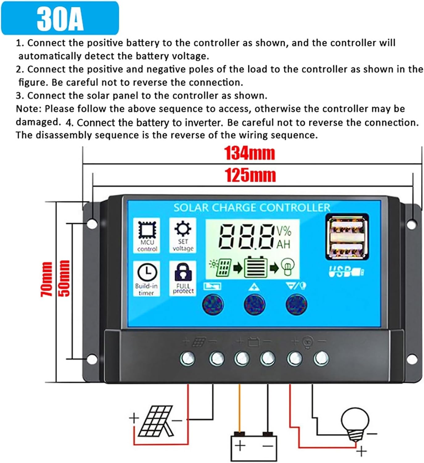 4000W/6000W Solar Inverter Kit 12V DC to 110V 220V AC with 18W Solar Panel 30A Controller for Home RV Off Grid Power System Generator(6000W,12-220v)