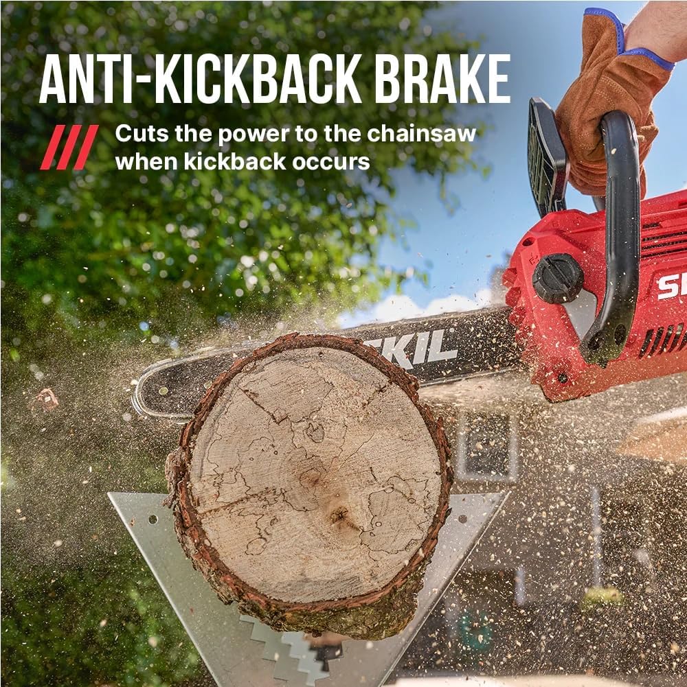 SKIL PWR CORE 40 Brushless 40V 14' Lightweight Chainsaw Kit with Tool-free Chain Tension & Auto Lubrication, Includes 2.5Ah Battery and Auto PWR Jump Charger - CS4555-10