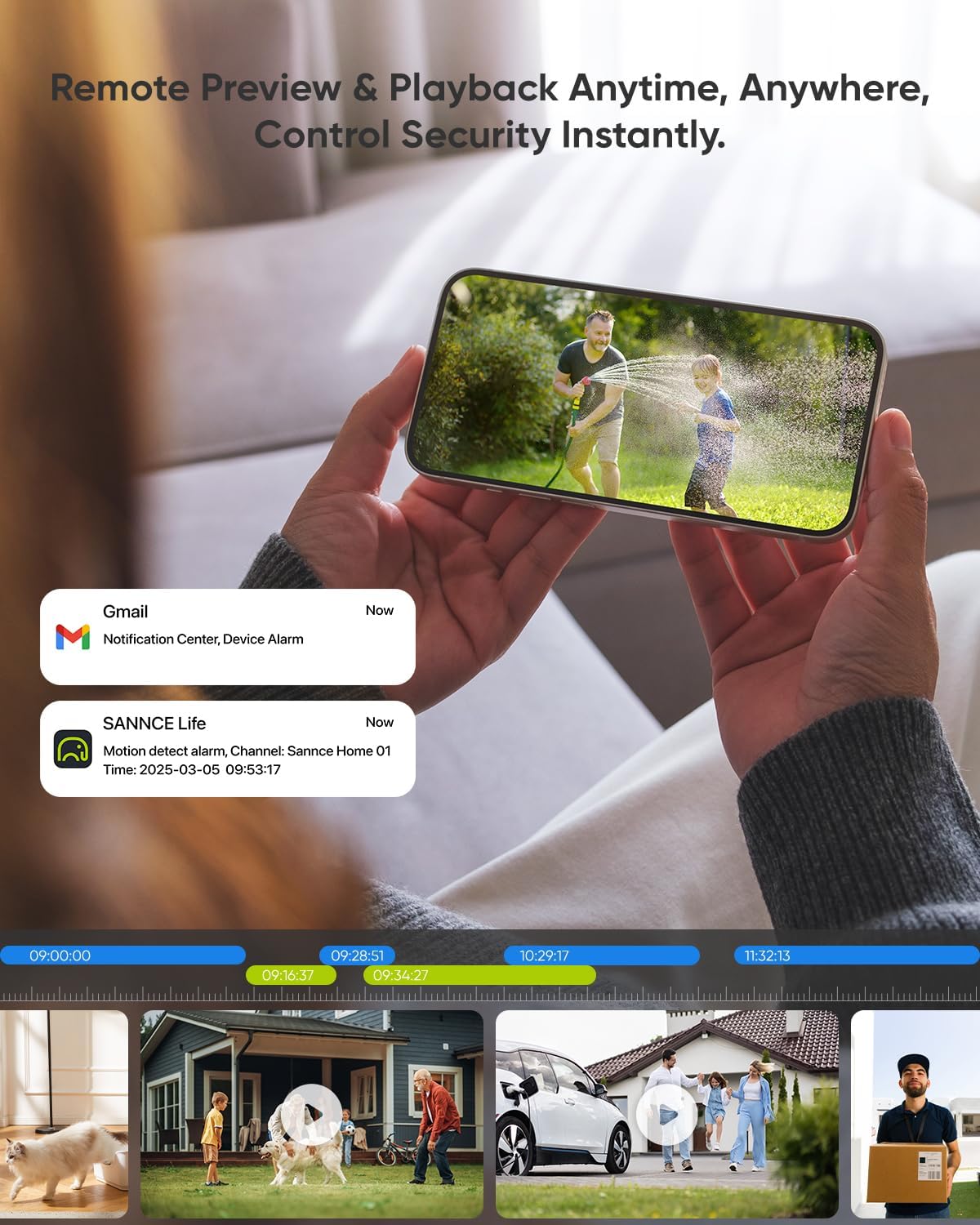 SANNCE 8CH 6MP Surveillance PoE NVR System with 4PCS 2K 3MP HD Weatherproof Cameras with H.265 Video Compression, Smart IR LED, APP Push Alert, Remote Access (with 1TB HDD)