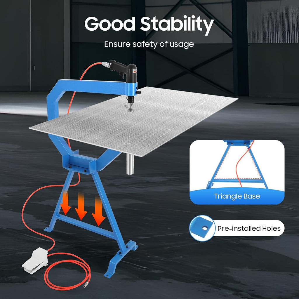 4' Pneumatic Planishing Hammer, 875-1350RPM Planishing Hammer Bending Machine 1 '2 '3 'Anvil Size Sheet Metal Shaping Machine 50-100PSI Airpress Tool Polierhammer with Stand & Pedal for Industrial