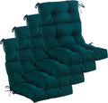 Outdoor Indoor High Back Chair Cushions Set of 4,Waterproof All-Weather Patio Adirondack Rocking Chair Cushions,Seat Back Chair Cushion for Outdoor Furniture with Ties,45x22 Inch, Dark Green