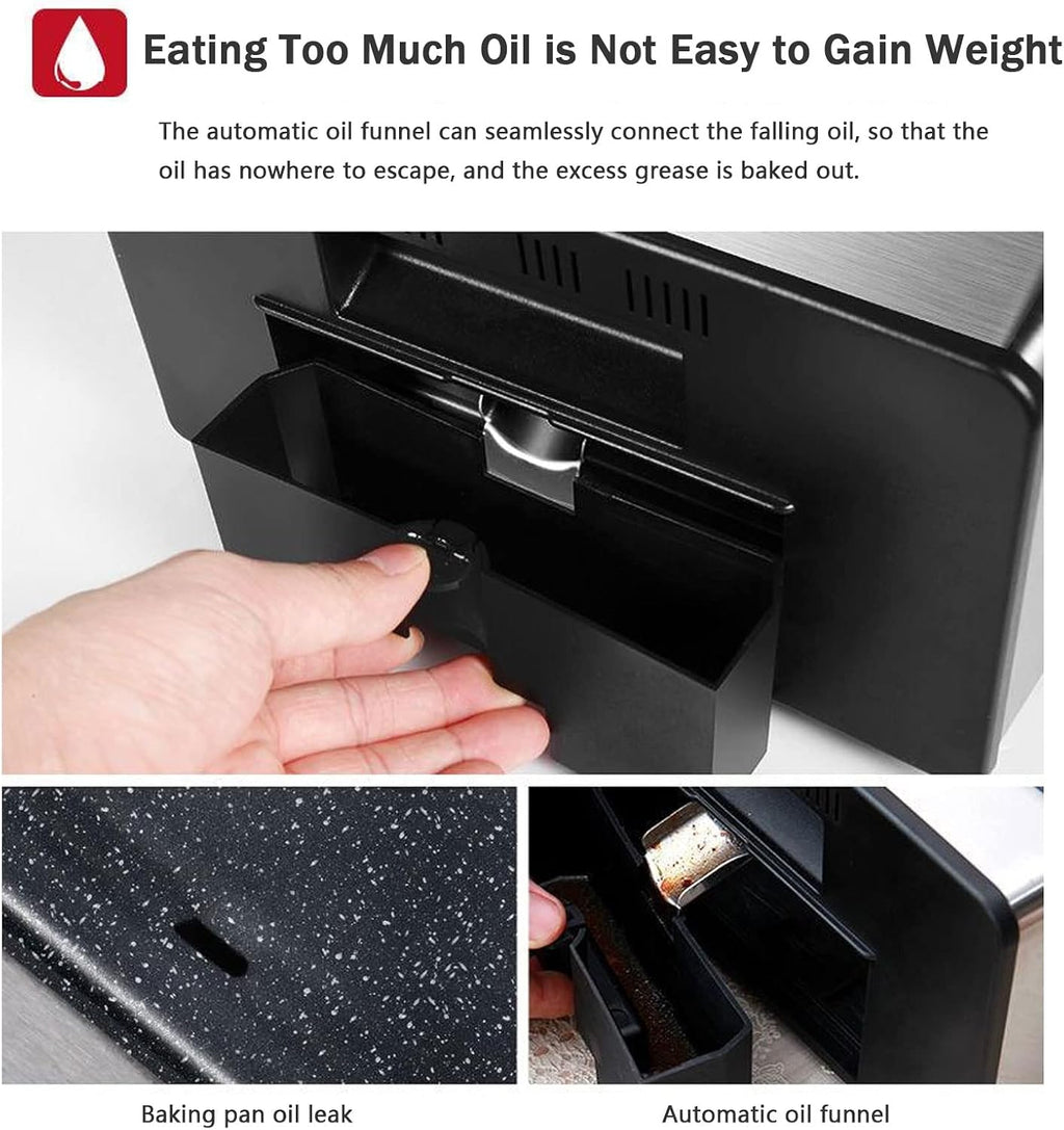 Electric Teppanyaki Table Barbecue Grill, Large Smokeless Grill Non-Stick Hot Plate Table Top Griddle Double Layer with Adjustable Temperature, Drip Tray,Easy Clean,Perfect for Parties Indoor,Style1