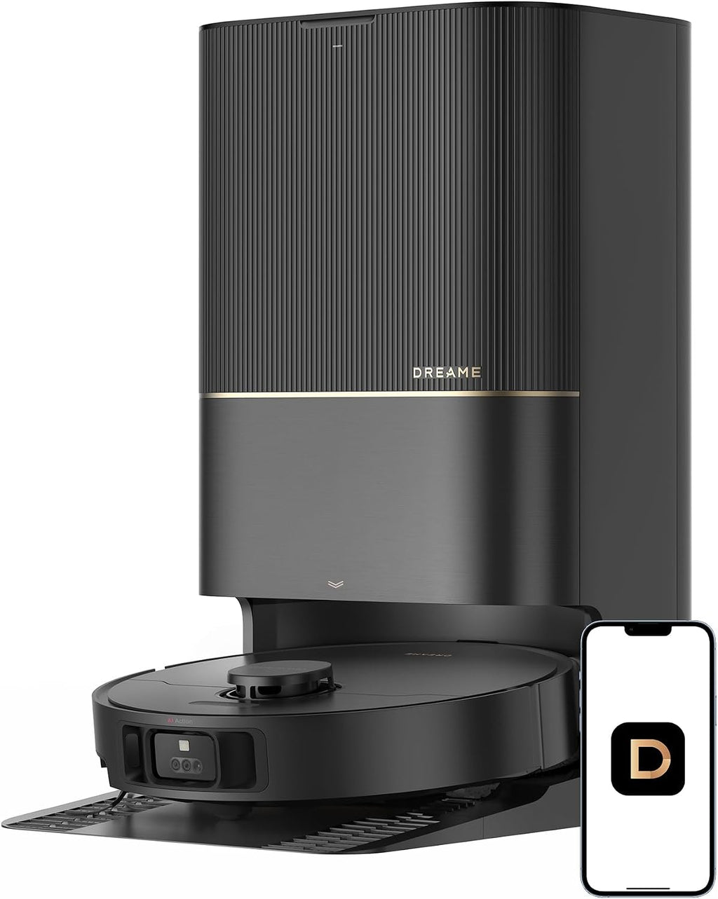 DREAME X40 Ultra Robotic Vacuum with Removable & Liftable Mop, 12,000Pa Suction, 58°F Mop & Washboard Self Cleaning, Auto-Empty, Auto Refill, liftable Brushes (Renewed)