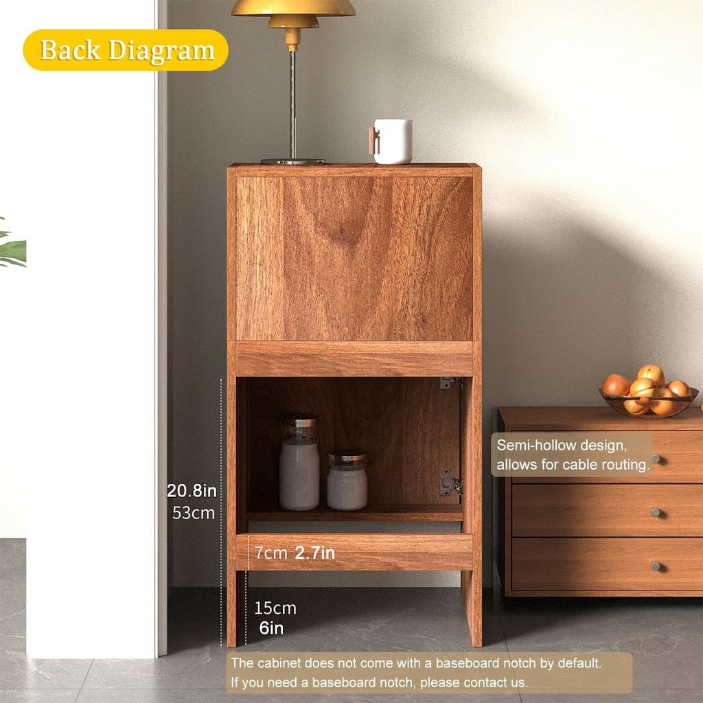 Robot Vacuum Stand Cabinet,Storage Cabinet with Doors and Drawers for Robot Vacuum Cleaner,Wood Bathroom Cabinet,Side Table for Living Room, Home Office(Dark Brown,H65cm/25.6in)