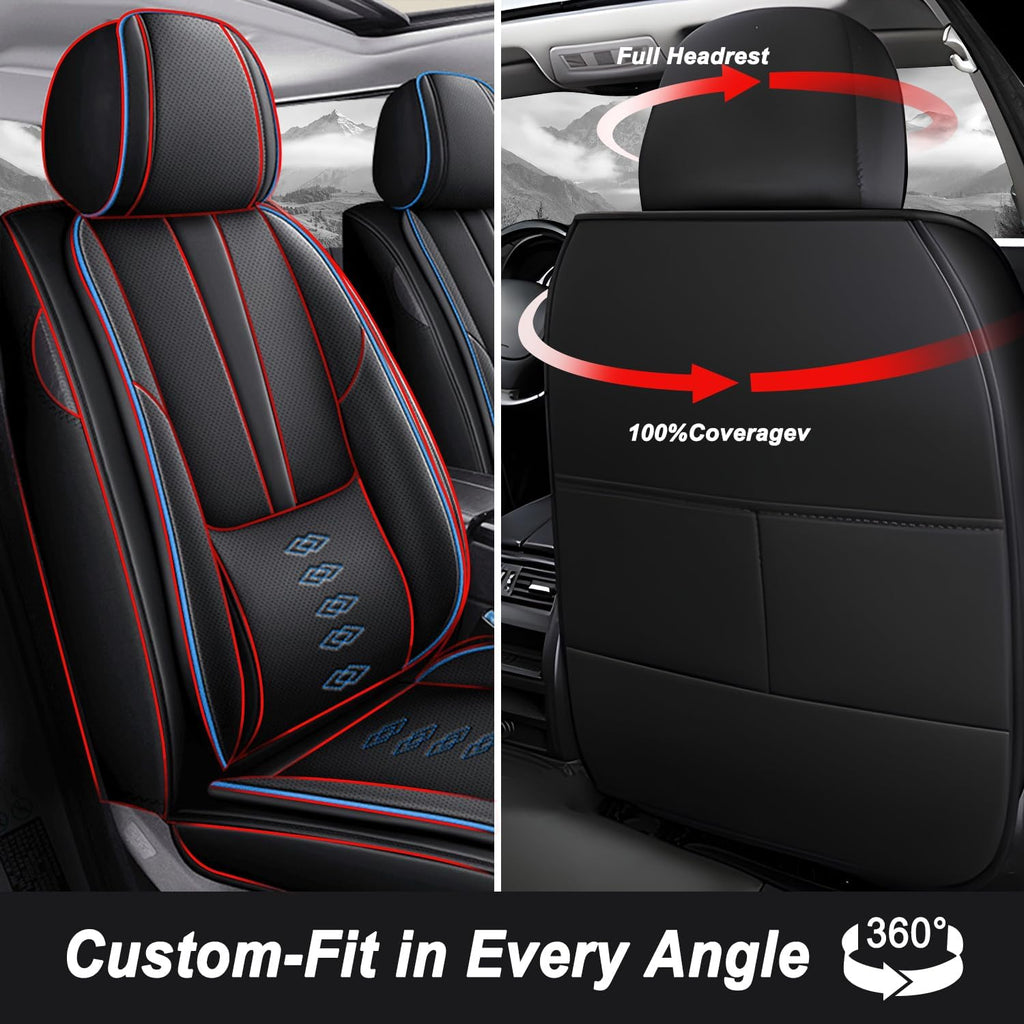 Car Seat Covers 5 Seats Fit for Mazda CX-90 2024 2025,Waterproof Leather Seat Covers,Airbag Compatible,Car Seat Protectors Interior Sets(Full Set,Black&Blue)