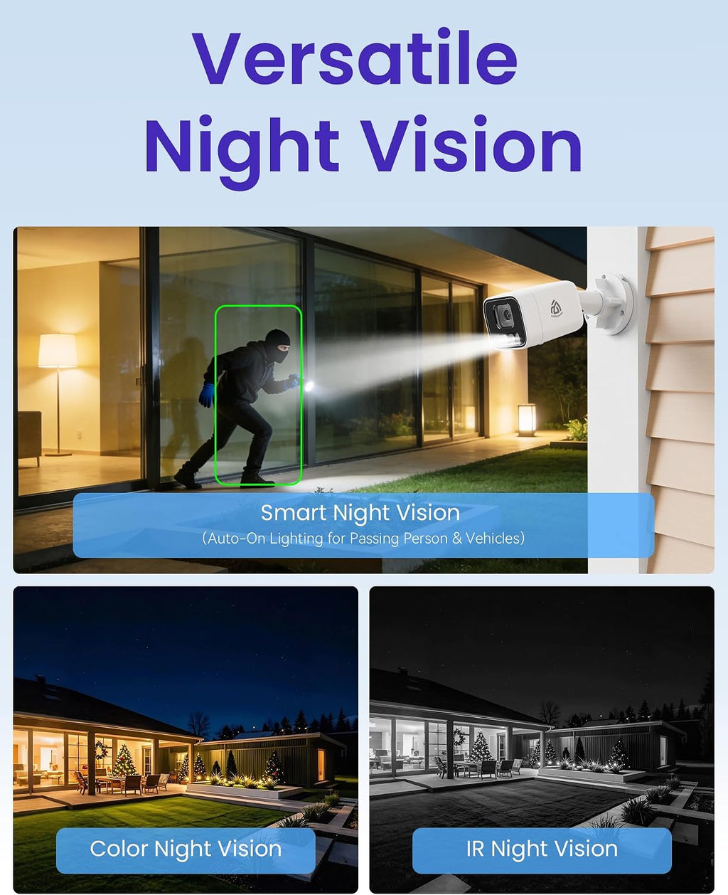 8CH 4K PoE NVR Wired Security Camera System, 4pcs 5MP Outdoor IP Cameras with Person/Vehicle Detection, 2TB HDD, H.265, 2-Way Audio, Color Night Vision, Spotlight Siren, 24/7 Continuous Recording
