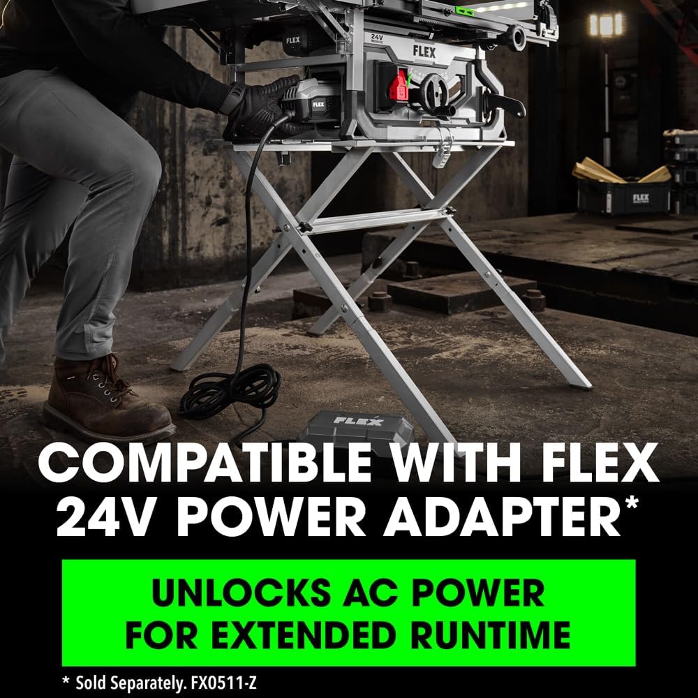 FLEX 24V Brushless Cordless 8-1/4-Inch Table Saw Kit with 6.0Ah Stacked Lithium Battery and 280W Rapid Charger - FX7211-1H