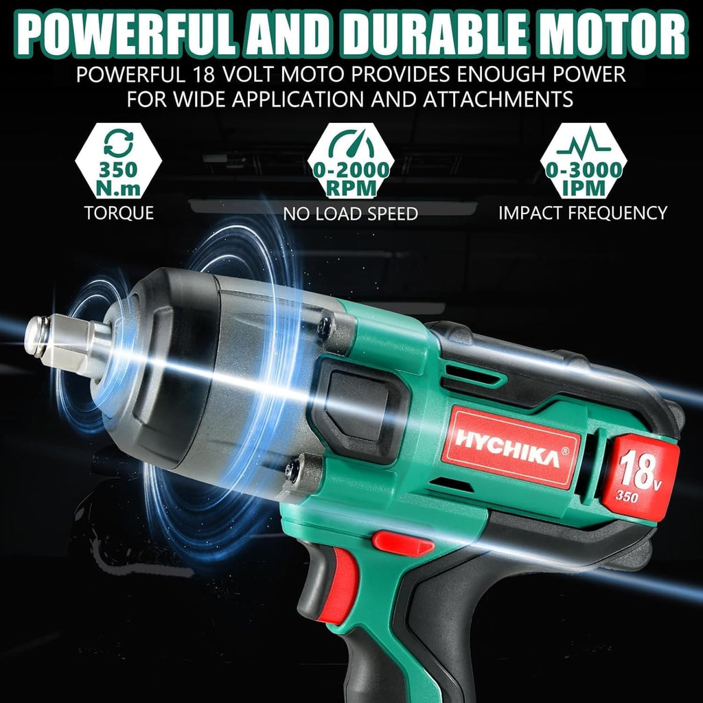 2 Sets of Cordless Impact Wrench 18 V Max, 1/2 Impact Drivers, High Torque Wrench, Power Tool, 350 N.m, 1 X 4000mAh Battery, 3 Sockets, Electric Power Wrench Kit for Tire Removal, Rusted Bolts